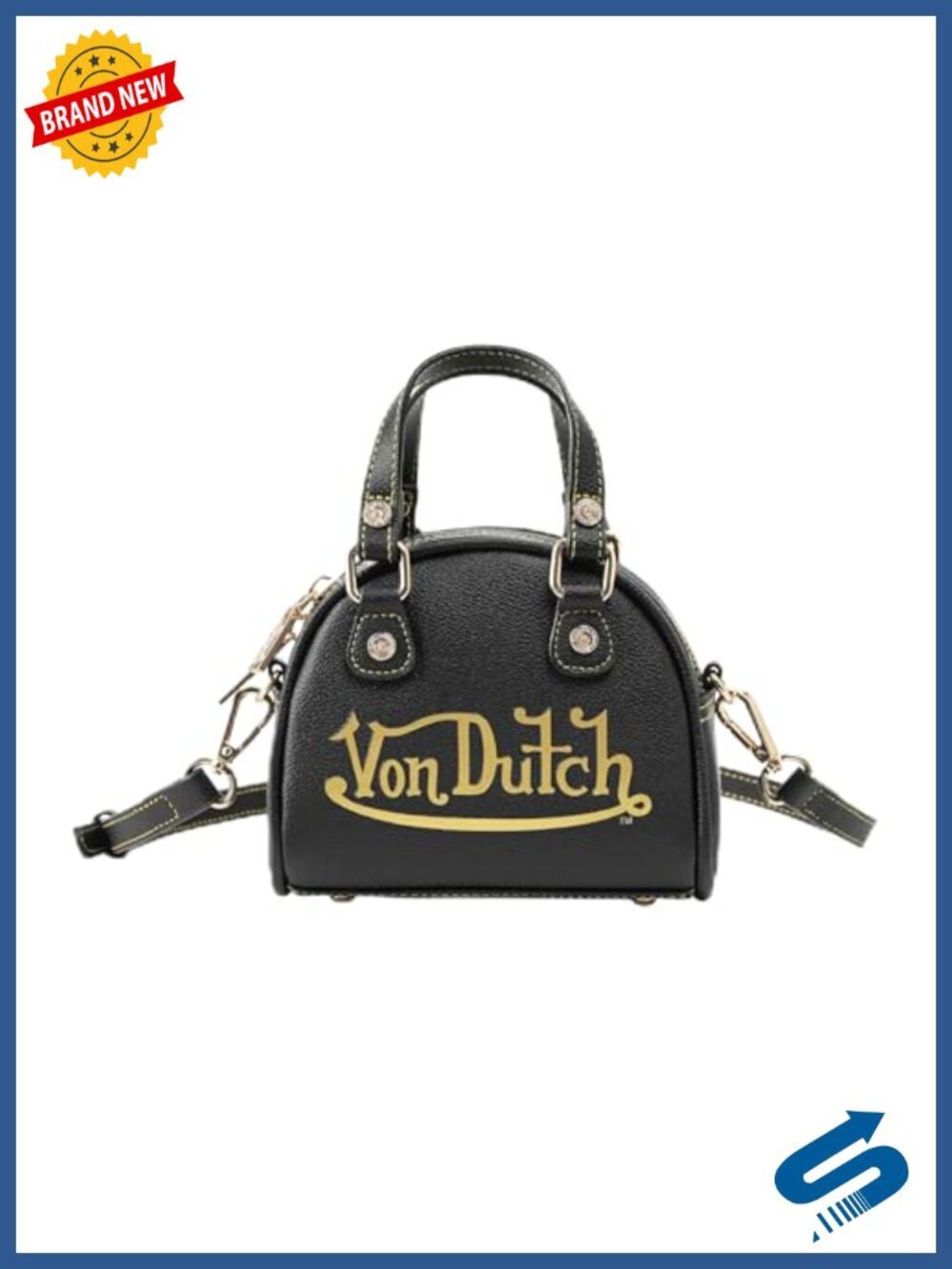 Mini Bowling Bag with Detachable Shoulder Strap in Faux Leather